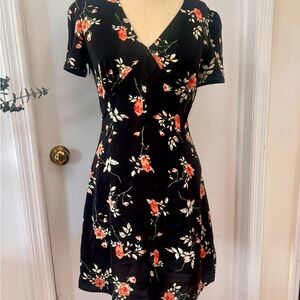 RIHOAS Black and Red Floral Mini Dress